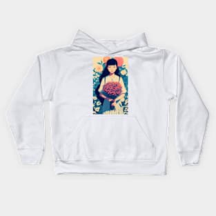 girl holding flowers Kids Hoodie